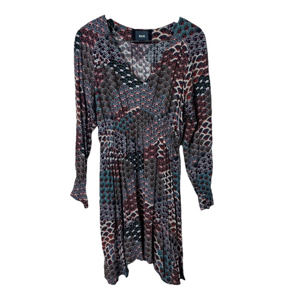 Anthropologie Maeve Monaco Empire Fan Print Smocked Dress Women’s Size Large - Picture 2 of 8